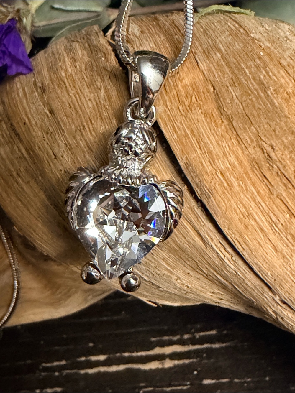 Silver Turtle Pendant Necklace with Clear Swarovski Crystal Stone 16” chain